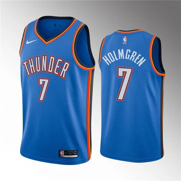 Men's Oklahoma City Thunder #7 Chet Holmgren Blue Stitched Basketball Basketball Jersey