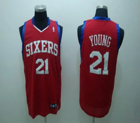 Sixers 21 Thaddeus Young Red Basketball Jerseys