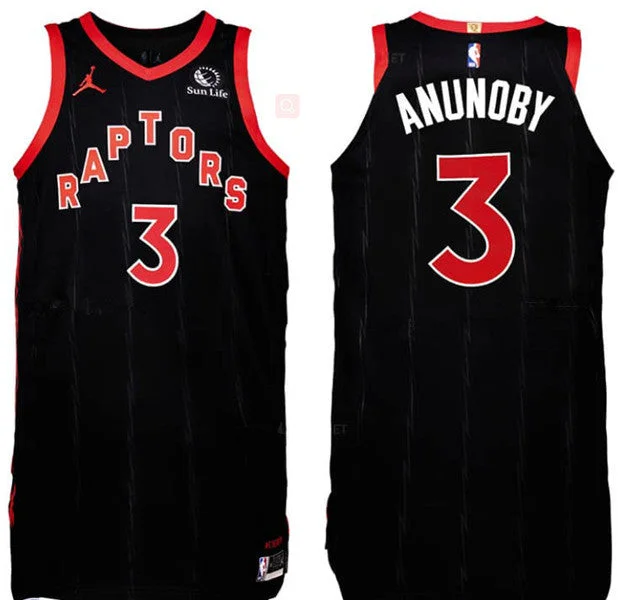 Men's Toronto Raptors #3 OG Anunoby Black Stitched Basketball Jersey