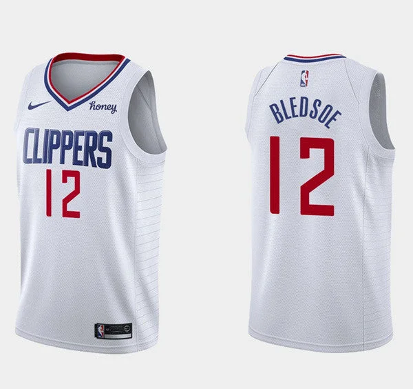 Men's Los Angeles Clippers #12 Eric Bledsoe White Association Edition Stitched Basketball Basketball Jersey