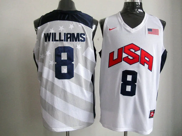 USA 8 Williams White 2012 Basketball Jerseys