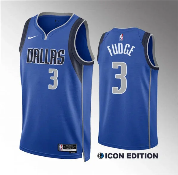 Men's Dallas Mavericks #3 Alex Fudge Blue Icon Edition Stitched Basketball Basketball Jersey