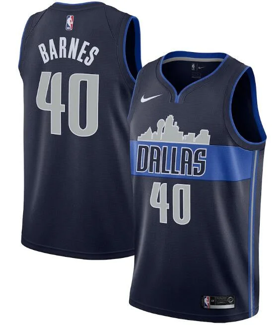 Men's Dallas Mavericks Navy #40 Harrison Barnes Statement Edition Swingman Stitched Basketball Jersey