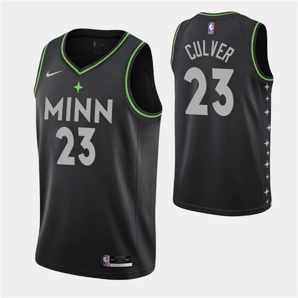 Men's Minnesota Timberwolves #23 Jarrett Culver Black City Swingman 2020-21 Stitched Basketball Jersey