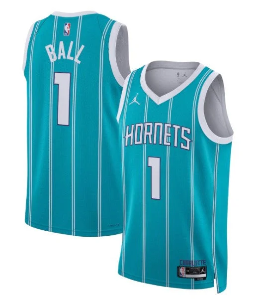 Men's Charlotte Hornets #1 LaMelo Ball Teal Swingman Stitched Basketball Basketball Jersey