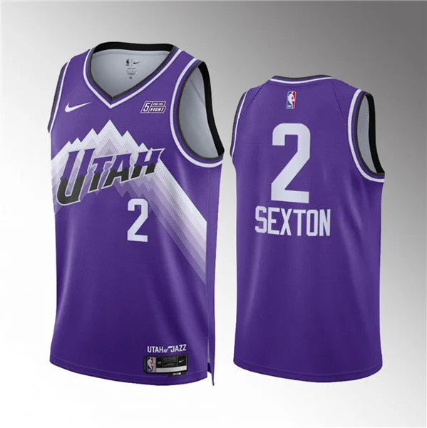 Men's Utah Jazz #2 Collin Sexton Purple 2023/24 City Edition Stitched Basketball Basketball Jersey