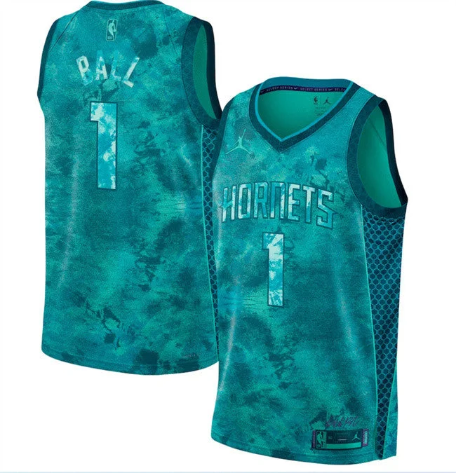 Men's Charlotte Hornets #1 LaMelo Ball Teal Stitched Basketball Basketball Jersey