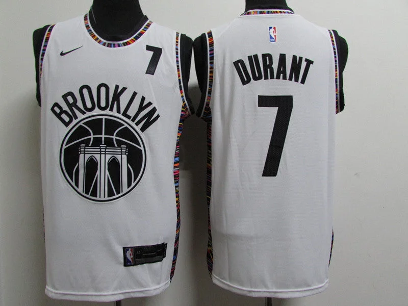 Men's Brooklyn Nets #7 Kevin Durant White New City Edition Stitched Basketball Jersey