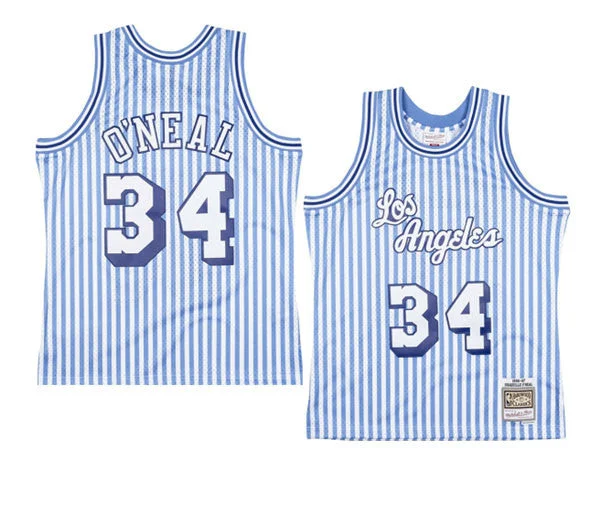 Men's Los Angeles Lakers #34 Shaquille O'Neal White 1996-97 Hardwood Classics Throwback Stitched Basketball Jersey