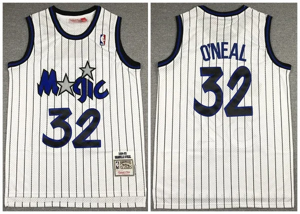 Men's Orlando Magic #32 Shaquille O'Neal White Throwback Stitched Basketball Jersey