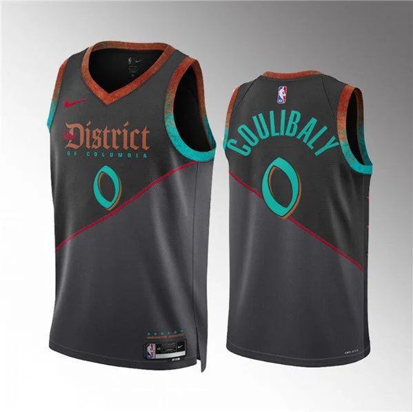 Men's Washington Wizards #0 Bilal Coulibaly Black 2023/24 City Edition Stitched Basketball Basketball Jersey