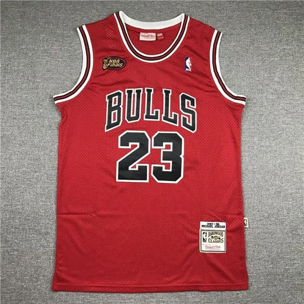 Men's Chicago Bulls #23 Michael Jordan Red 1997-98 Finals Throwback Stitched Basketball Jersey