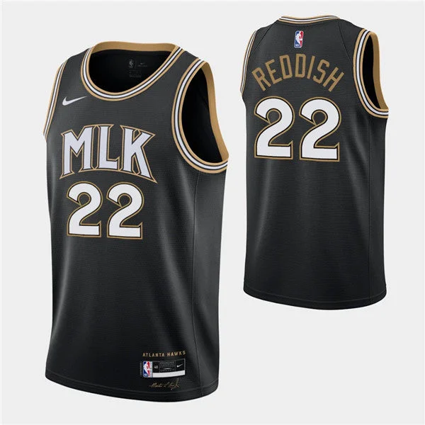 Men's Atlanta Hawks #22 Cam Reddish Black MLK City Swingman 2020-21 Stitched Basketball Jersey