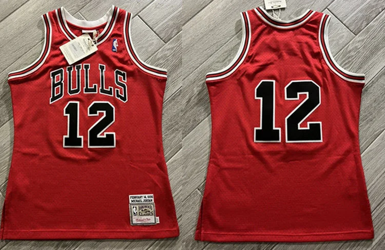 Men's Chicago Bulls #12 Michael Jordan Red Mitchell & Ness 1990 Throwback Stitched Basketball Basketball Jersey