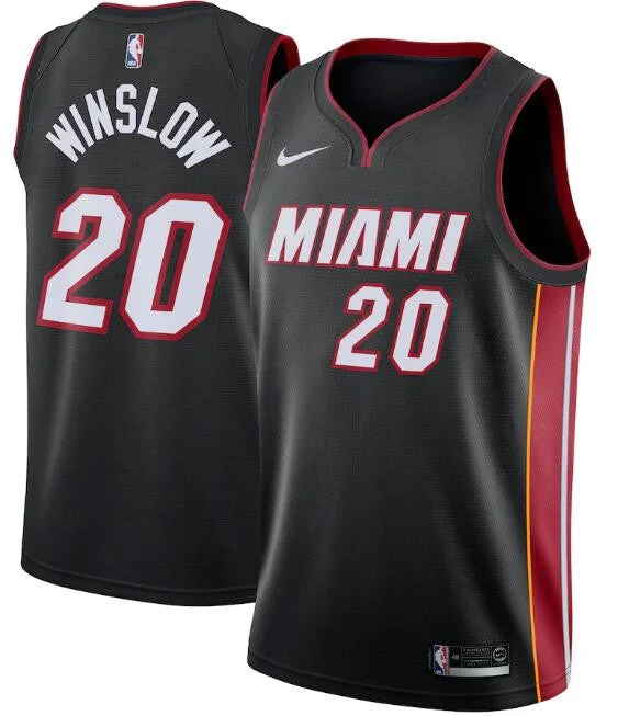 Men's Miami Heat Black #20 Justise Winslow Icon Edition Swingman Stitched Basketball Jersey