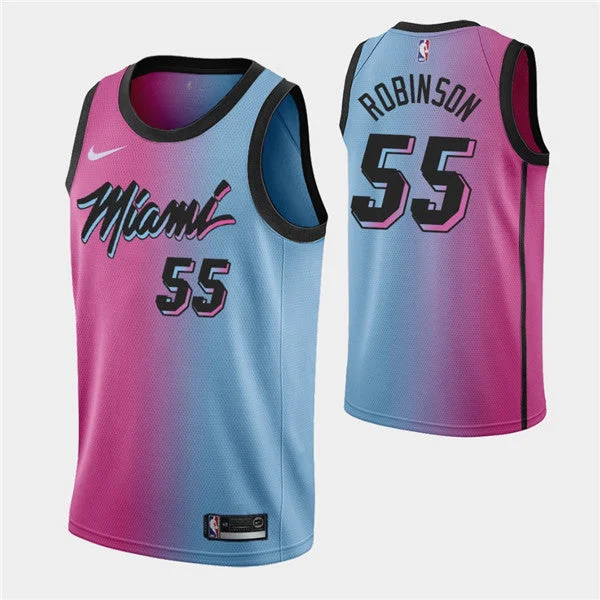 Men's Miami Heat #55 Duncan Robinson 2021 Blue/Pink City Edition Vice Stitched Basketball Jersey