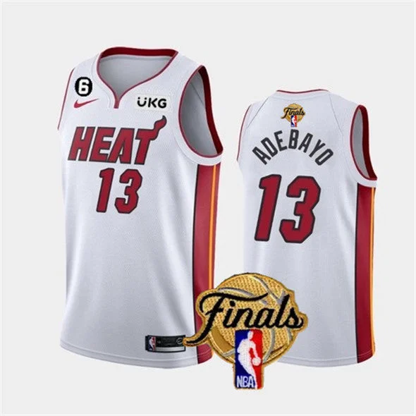 Men's Miami Heat #13 Bam Adebayo White 2023 Finals Association Edition With NO.6 Patch Stitched Basketball Basketball Jersey