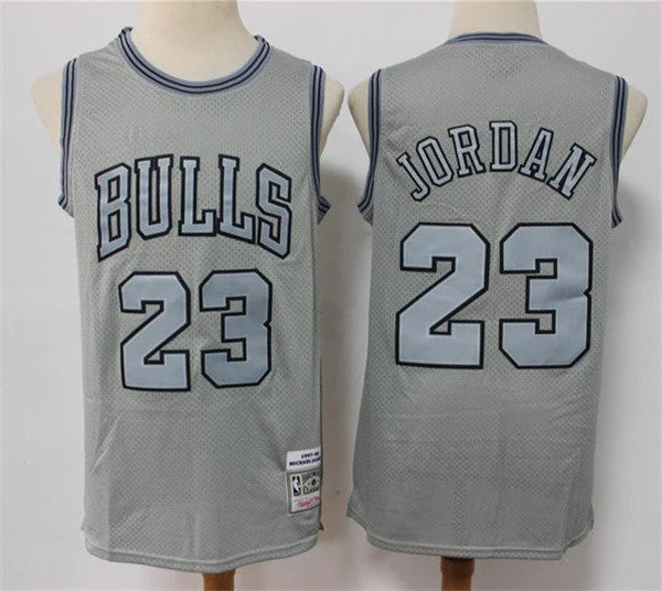 Men's Chicago Bulls #23 Michael Jordan Grey Throwback Stitched Basketball Basketball Jersey