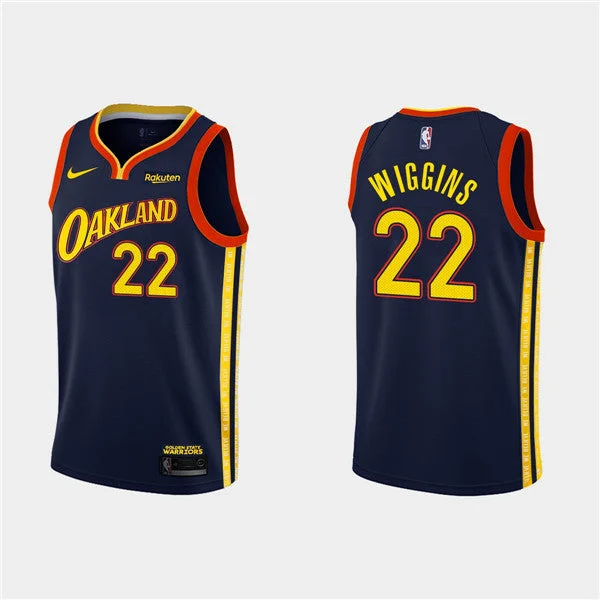 Men's Golden State Warriors #22 Andrew Wiggins 2020-21 City Edition Navy Stitched Basketball Jersey