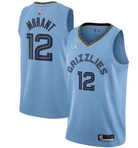 Men's Memphis Grizzlies #12 Ja Morant 75th Anniversary 2021 Blue Swingman Stitched Basketball Jersey