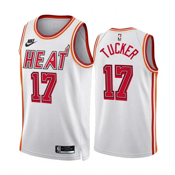 Men's Miami Heat #17 P.J. Tucker White Classic Edition Stitched Basketball Basketball Jersey