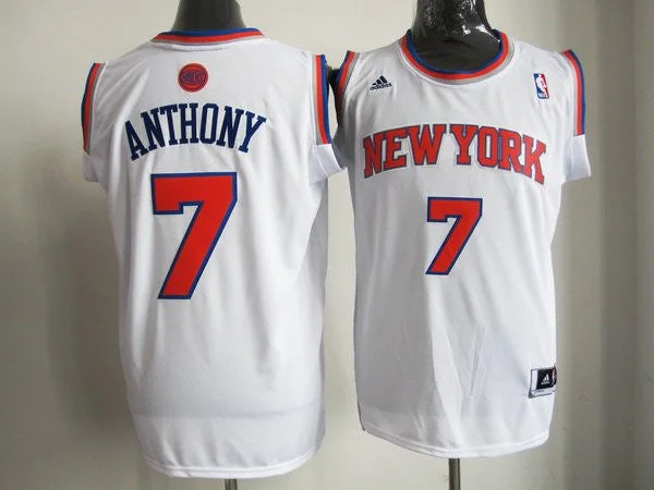 Knicks 7 Anthony White Basketball Jerseys