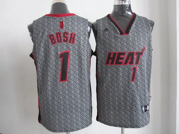 Heats 1 Bosh Grey Basketball Jerseys