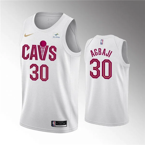 Men's Cleveland Cavaliers #30 Ochai Agbaji White Association Edition Stitched Basketball Basketball Jersey