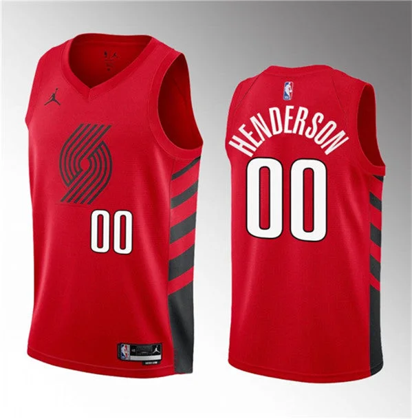 Men's Portland Trail Blazers #00 Scoot Henderson Red 2023 Draft Statement Edition Stitched Basketball Basketball Jersey