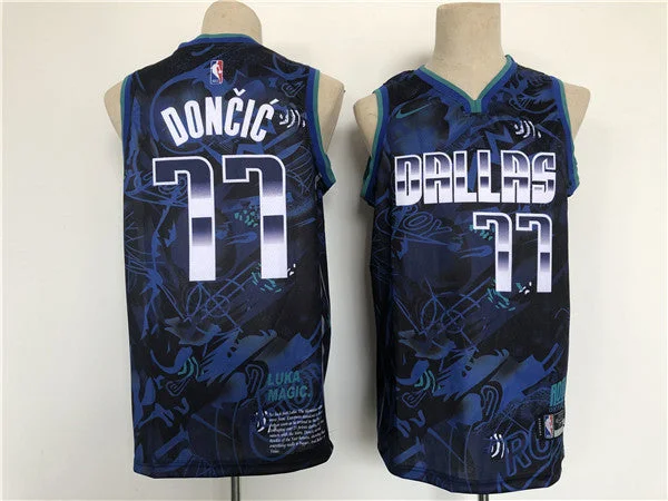 Men's Dallas Mavericks #77 Luka Doncic Black Basketball Basketball Jersey