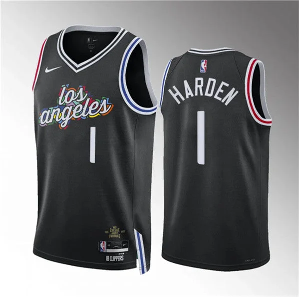 Men's Los Angeles Clippers #1 James Harden Black 2022/23 City Edition Stitched Basketball Jersey