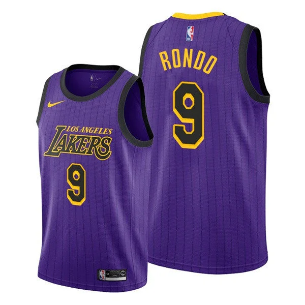 Men's Los Angeles Lakers #9 Rajon Rondo Stitched Purple Basketball Jersey