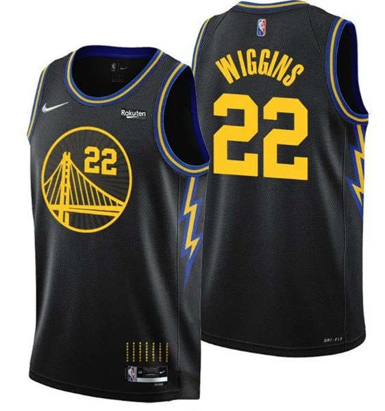 Men's Golden State Warriors #22 Andrew Wiggins 2021/22 City Edition Black 75th Anniversary Stitched Basketball Basketball Jersey