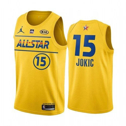 Men's 2021 All-Star #15 ikola Jokic Yellow Western Conference Stitched Basketball Jersey