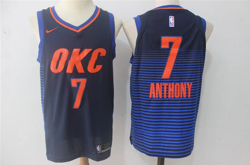 Men's Oklahoma City Thunder #7 Carmelo Anthony Blue Stitched Basketball Jersey