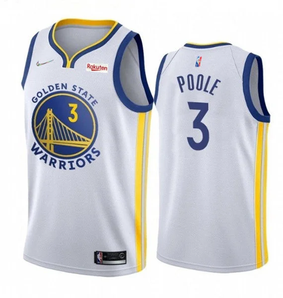 Men's Golden State Warriors #3 Jordan Poole 2022 White 75th Anniversary Stitched Basketball Jersey