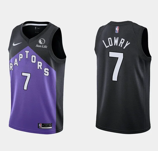 Men's Toronto Raptors #7 Kyle Lowry Purple And Black Stitched Basketball Jersey