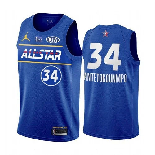 Men's 2021 All-Star #34 Giannis Antetokounmpo Blue Eastern Conference Stitched Basketball Jersey