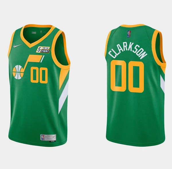 Men's Utah Jazz #00 Jordan Clarkson Green Earned Edition Stitched Basketball Jersey