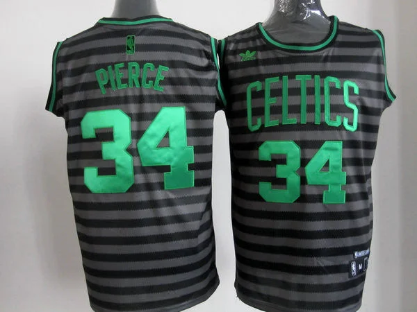 Celtics 34 Pierce Black Gride Grey Basketball Jerseys