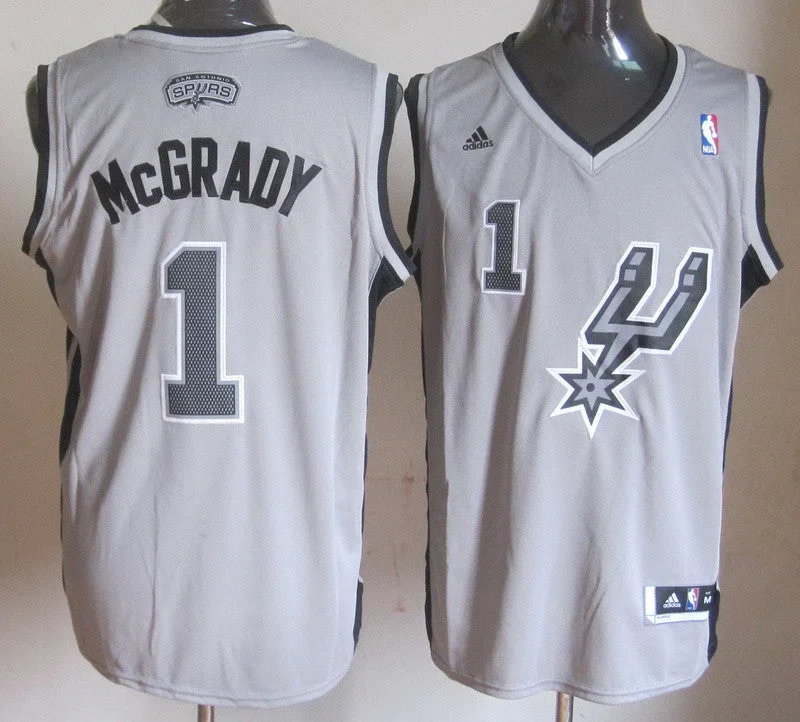 Spurs 1 McGrady Grey Basketball Jerseys