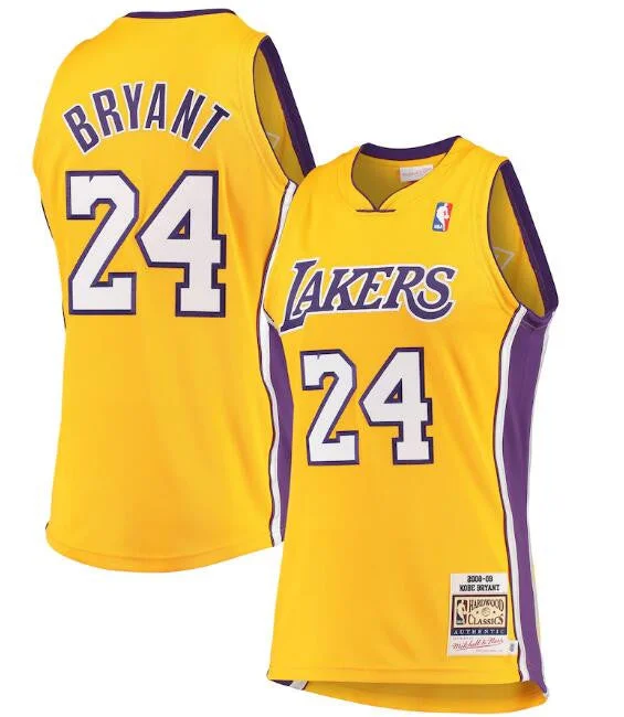 Men's Los Angeles Lakers Gold Kobe Bryant Mitchell & Ness Hardwood Classics Stitched Basketball Jersey