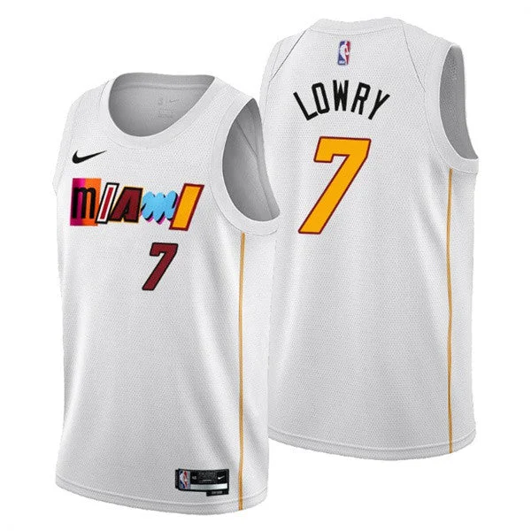 Men's Miami Heat #7 Kyle Lowry 2022/23 White City Edition Stitched Basketball Jersey