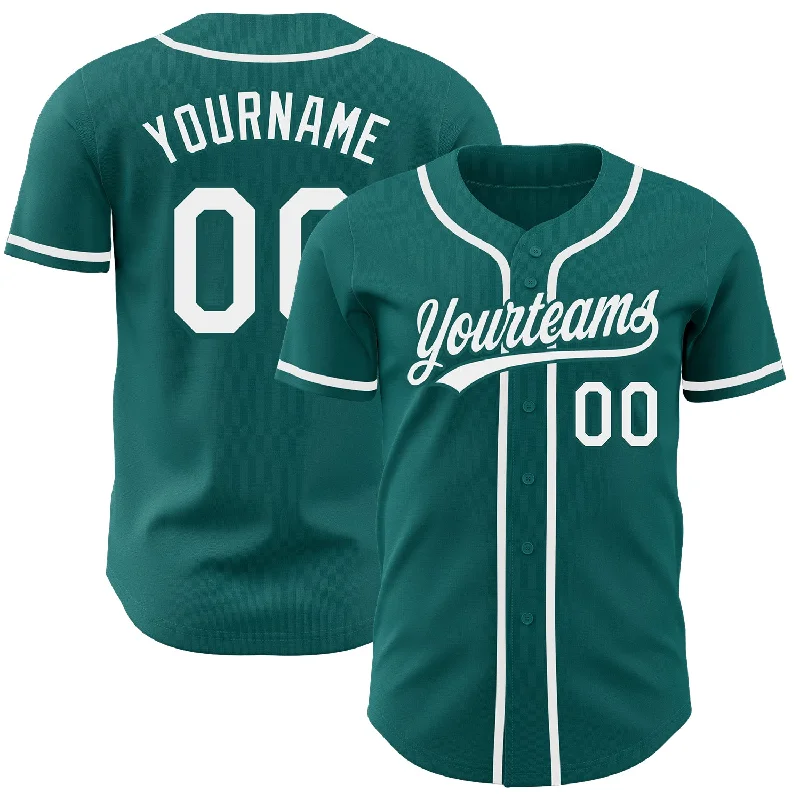 Custom Teal White Authentic Baseball Jersey