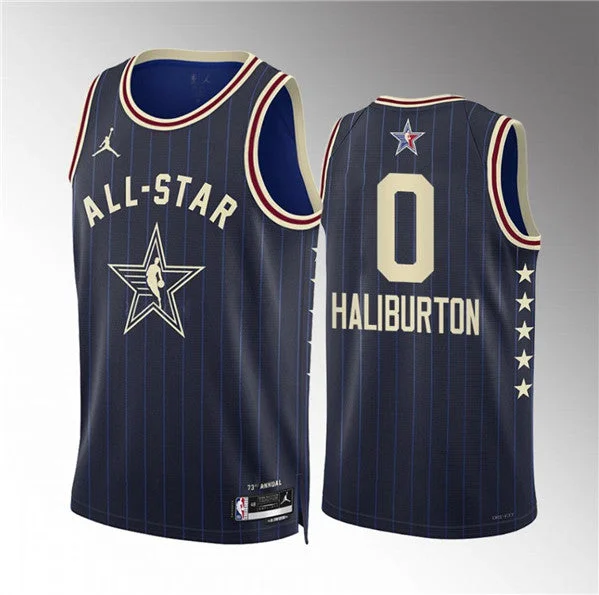 Men's 2024 All-Star #0 Tyrese Haliburton Navy Stitched Basketball Basketball Jersey