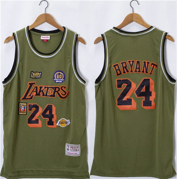 Men's Los Angeles Lakers #24 Kobe Bryant Olive Salute Stitched Basketball Basketball Jersey