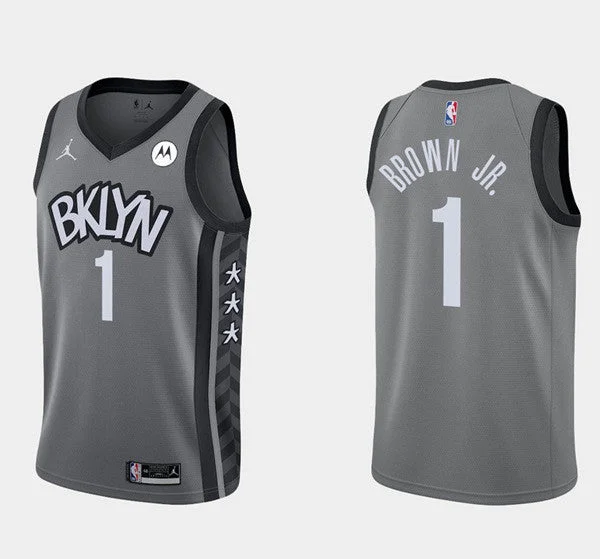 Men's Brooklyn Nets #1 Bruce Brown Jr. Gray Statement Edition Basketball Stitched Basketball Jersey