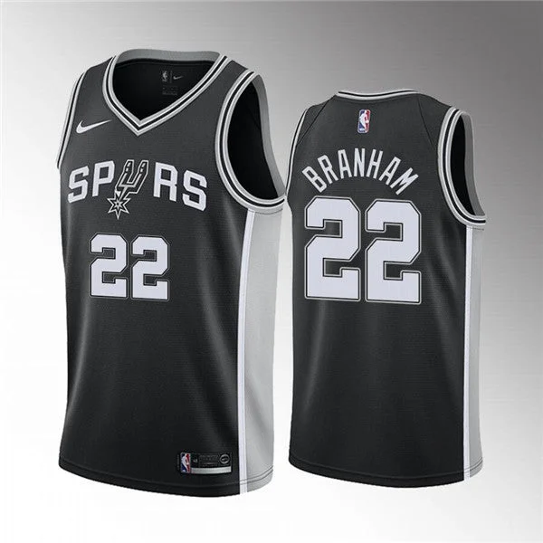 Men' San Antonio Spurs #22 Malaki Branham Black Association Edition Stitched Basketball Jersey