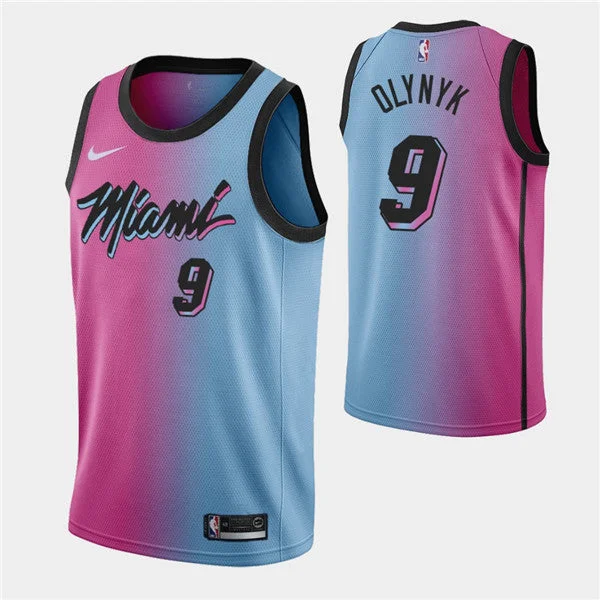 Men's Miami Heat #9 Kelly Olynyk 2021 Blue/Pink City Edition Vice Stitched Basketball Jersey