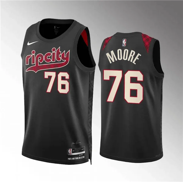 Men's Portland Trail Blazers #76 Taze Moore Black 2023/24 City Edition Stitched Basketball Basketball Jersey